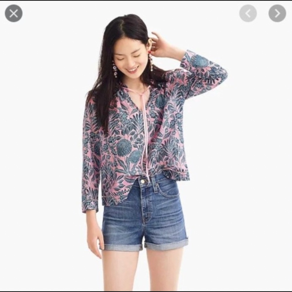 JCrew x Abigail Borg Cotton/Silk Peasant Top